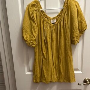 Universal Thread Yellow Smocked Puff Sleeve Blouse